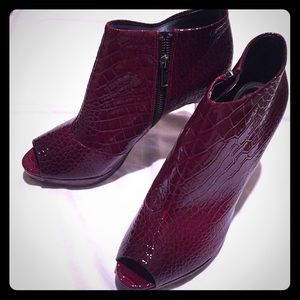 Crocodile Peep Toe Bootie